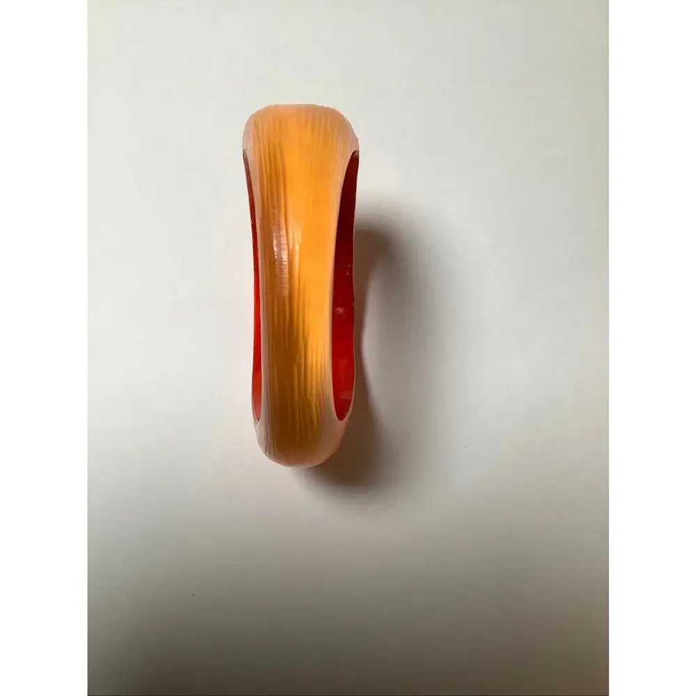 Alexis Bittar Orange Carved Lucite Translucent Bangle Bracelet Vintage F17-29